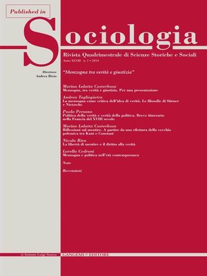 cover image of Riflessioni sul mentire. a partire da una rilettura della vecchia polemica tra Kant e Constant